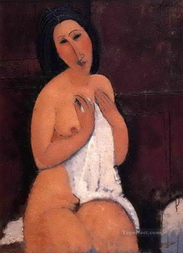 アメデオ・モディリアーニ Painting - シャツを着た裸体で座る 1917年 アメデオ・モディリアーニ